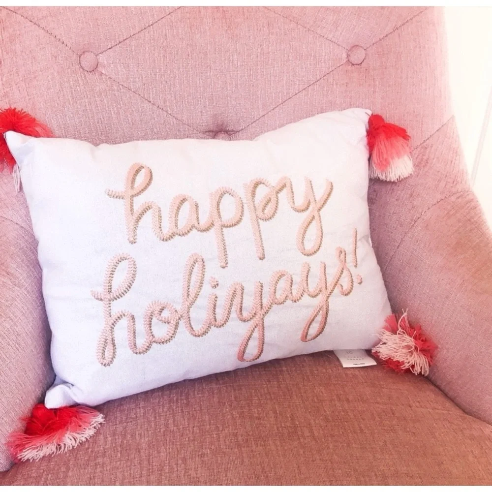 LC Lauren Conrad Happy Holiyays Christmas Tassel Decorative Holiday Pillow